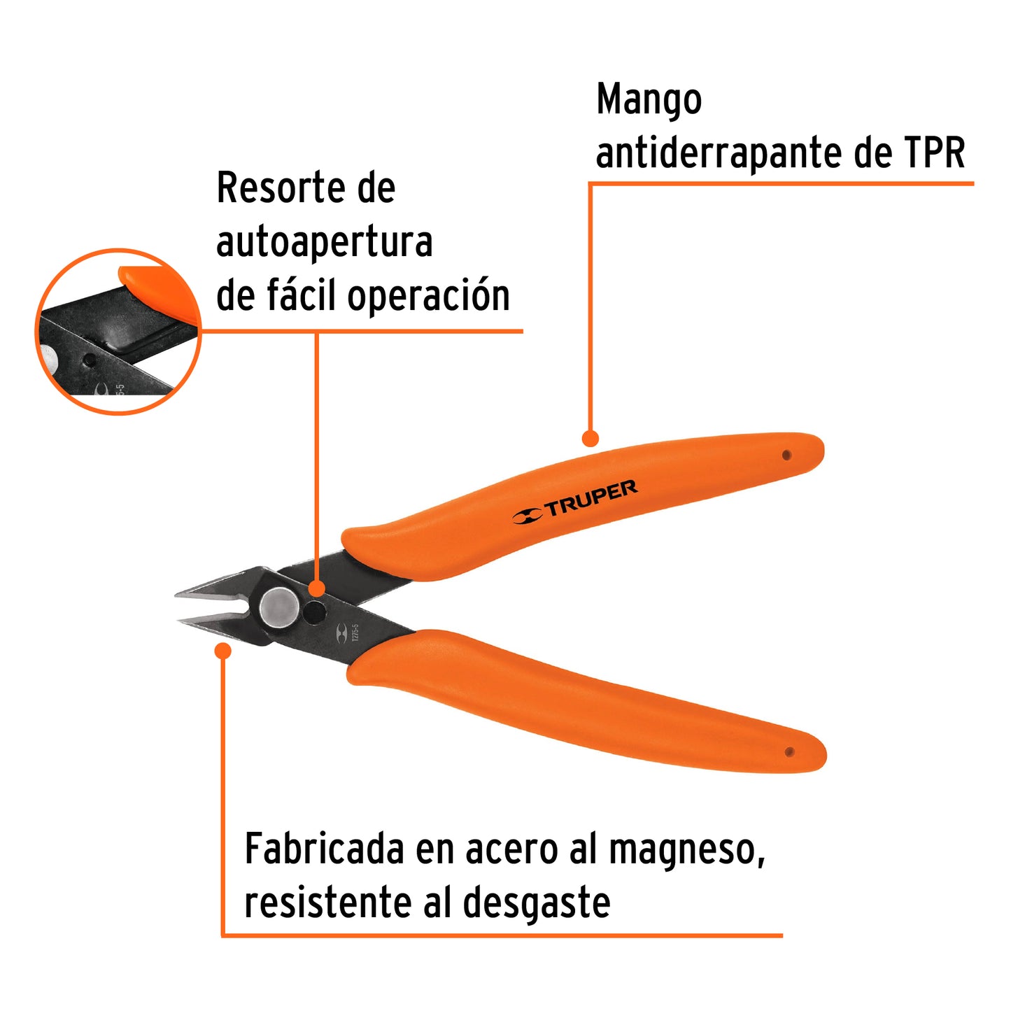 Pinza 5' de corte para electrónica, Truper T275-5 17314 MM00