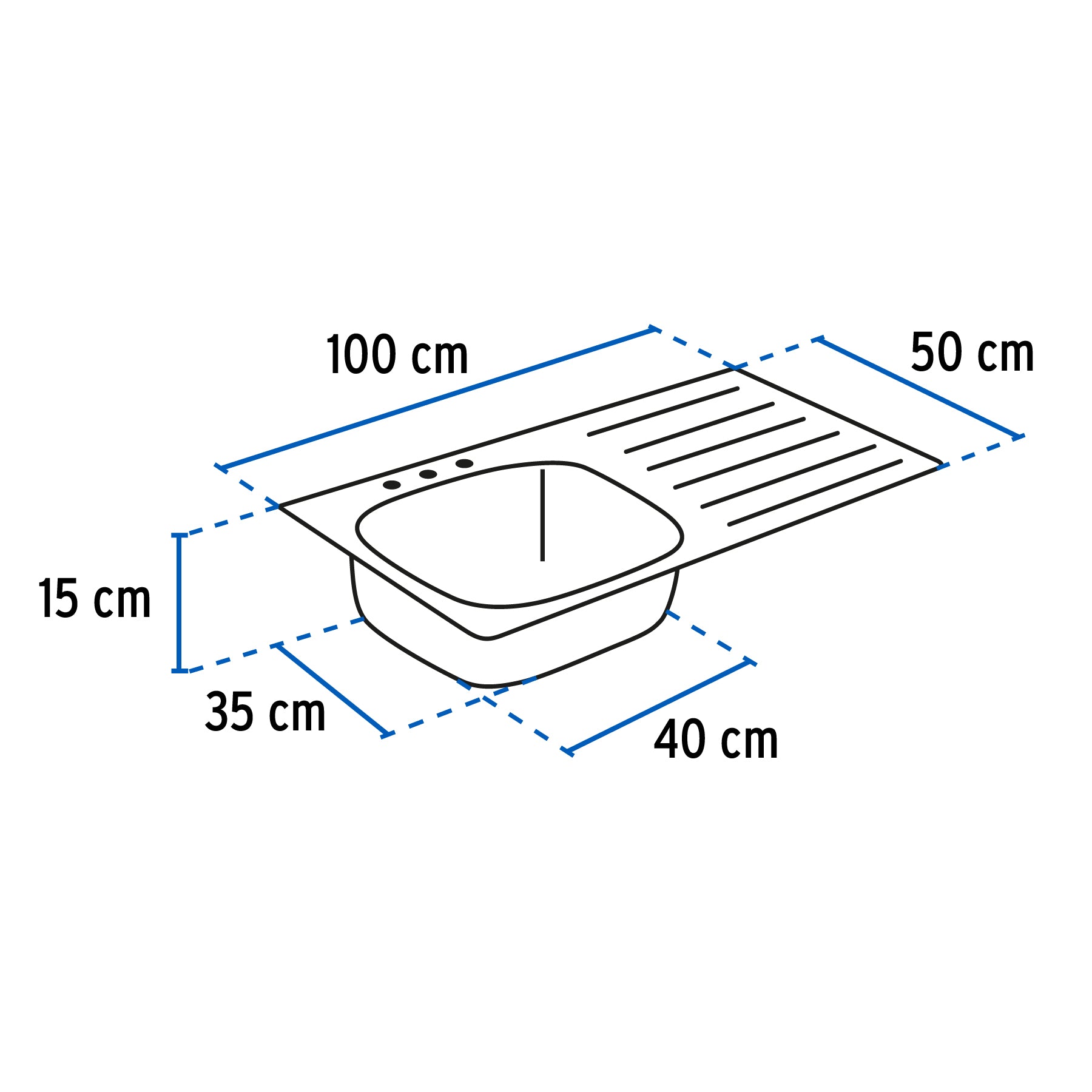 Tarja de sobreponer 100x50cm tina derecha, Foset Basic TA-1050DB 47029 MM00