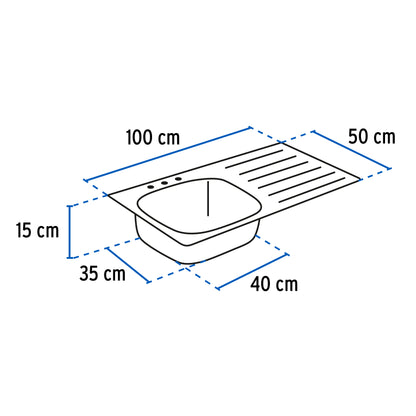 Tarja de sobreponer 100x50cm tina izquierda, Foset Basic TA-1050IB 47028 MM00