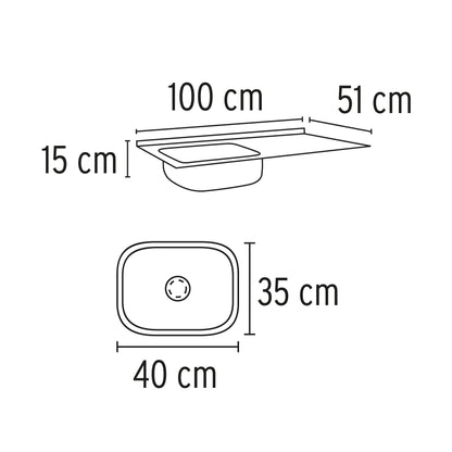 Tarja de empotrar 100x51cm tina izquierda, Foset TA-1051I 49173 MM00