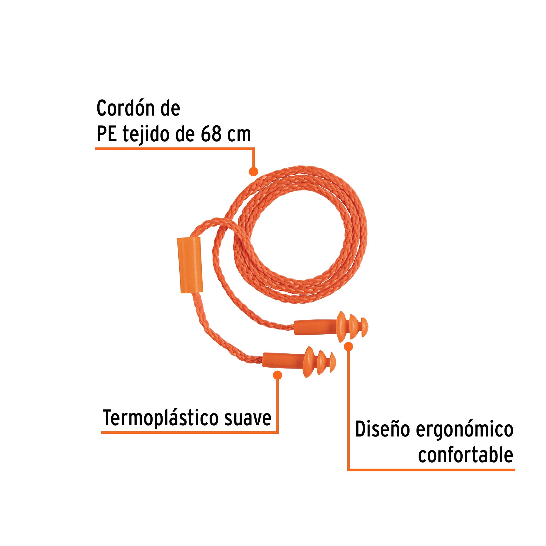 Tapón auditivo reutilizable triple barrera con cordón TA-3B 14225 MM00