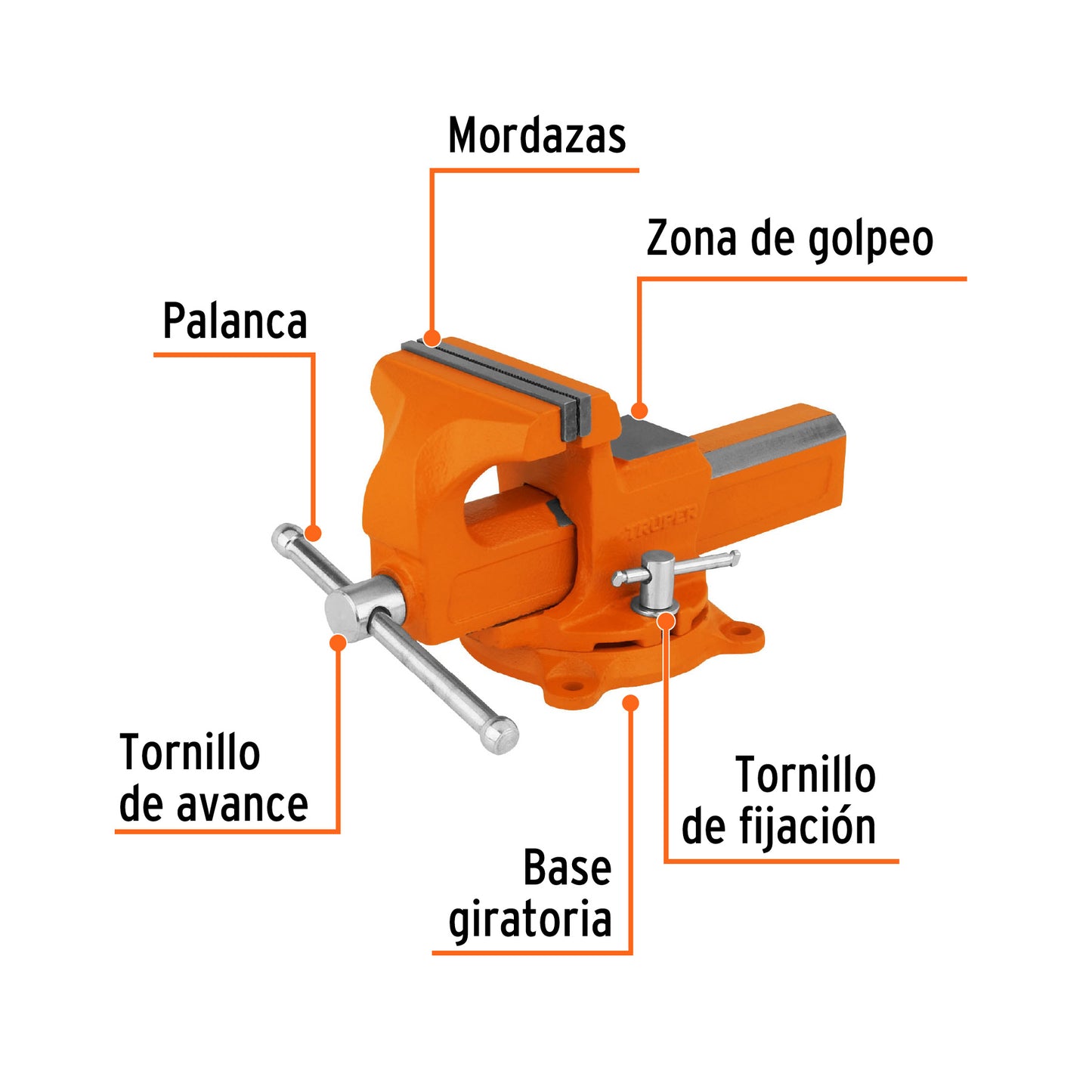 Tornillo de banco 4' tipo europeo de hierro nodular, Truper TA-4-L 100199 MM00