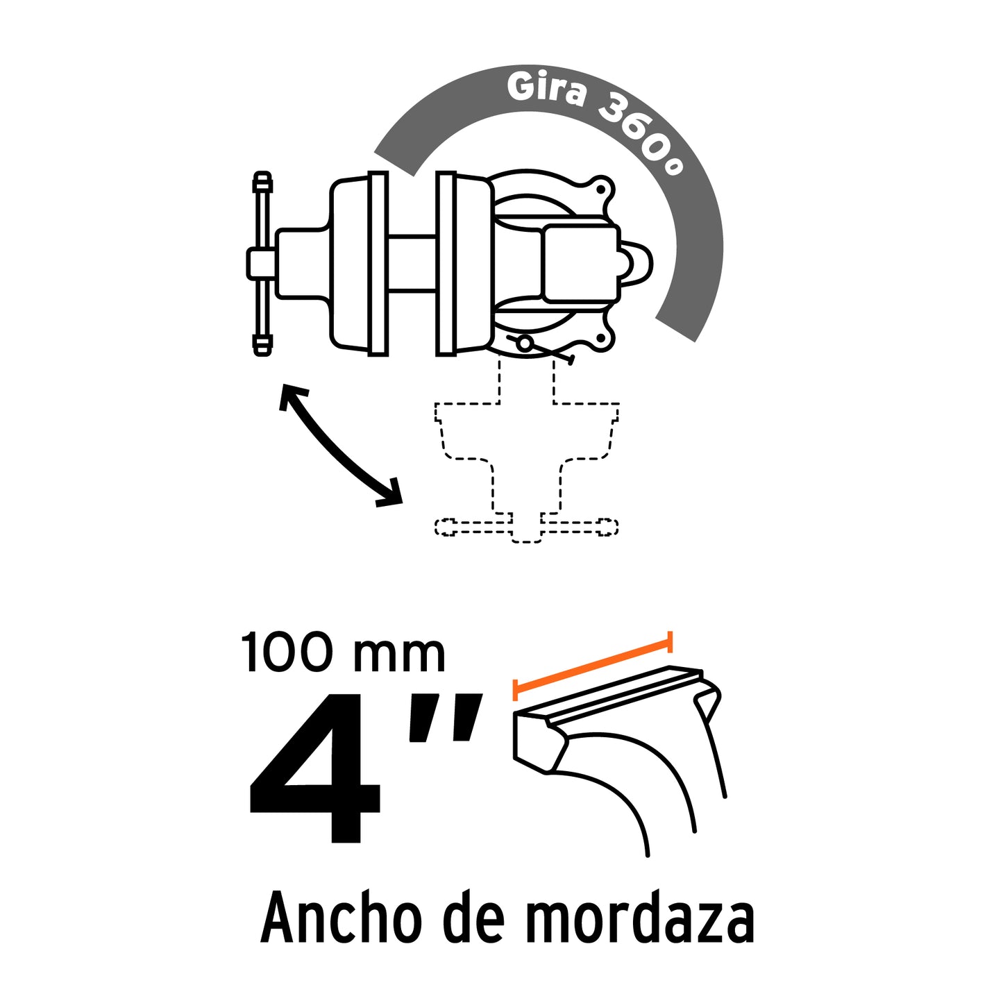 Tornillo de banco 4' tipo europeo de hierro nodular, Truper TA-4-L 100199 MM00