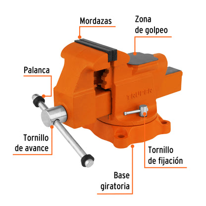 Tornillo de banco 4' uso industrial de hierro nodular TA-4 18592 MM00