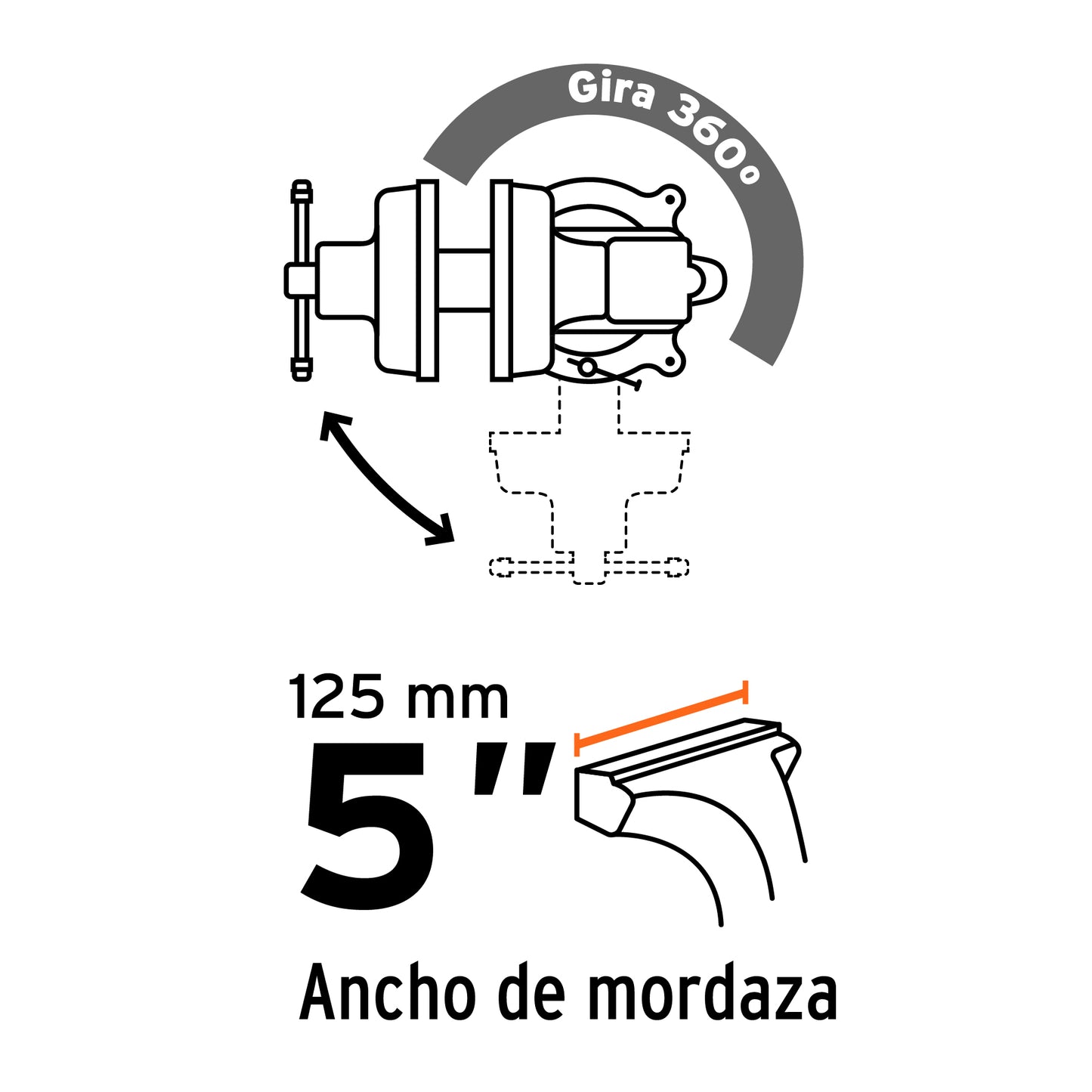 Tornillo de banco 5' uso industrial de hierro nodular TA-5 18593 MM00