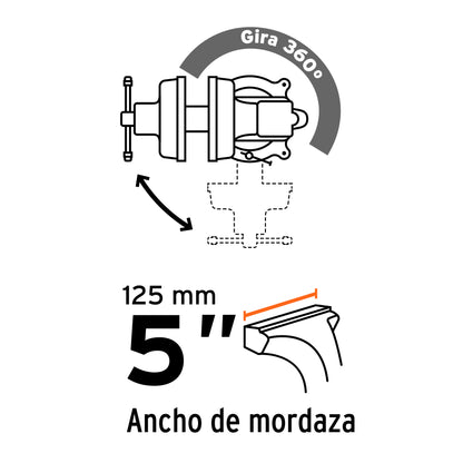 Tornillo de banco 5' uso industrial de hierro nodular TA-5 18593 MM00