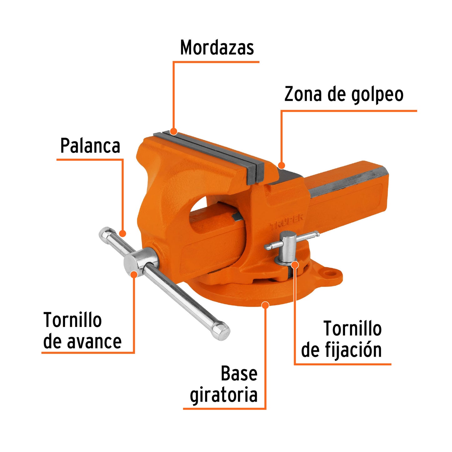 Tornillo de banco 6' tipo europeo de hierro nodular, Truper TA-6-L 100241 MM00