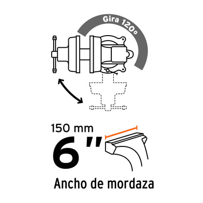 Tornillo de banco 6' tipo europeo de hierro nodular, Truper TA-6-L 100241 MM00