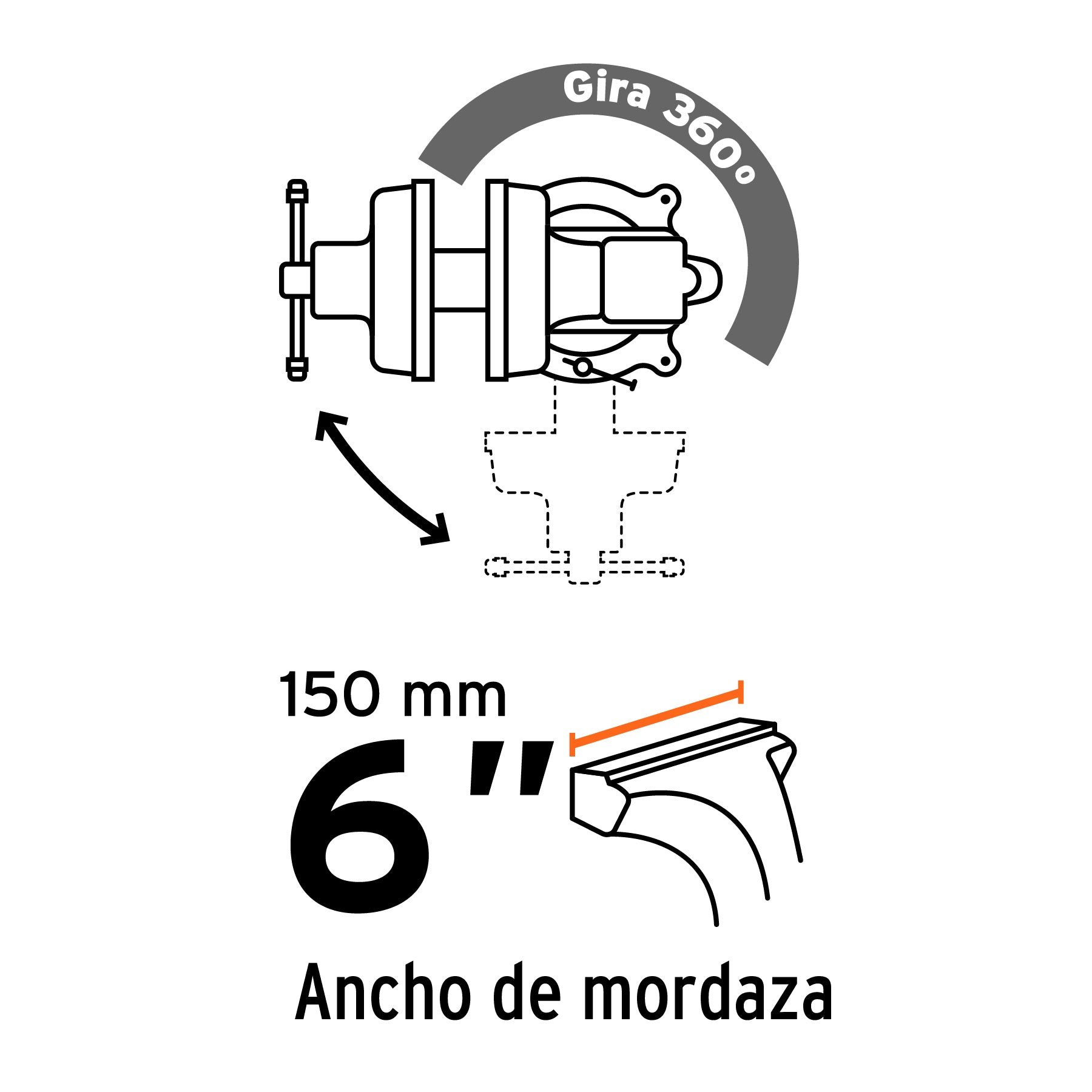 Tornillo de banco 6' uso industrial de hierro nodular TA-6 18594 MM00