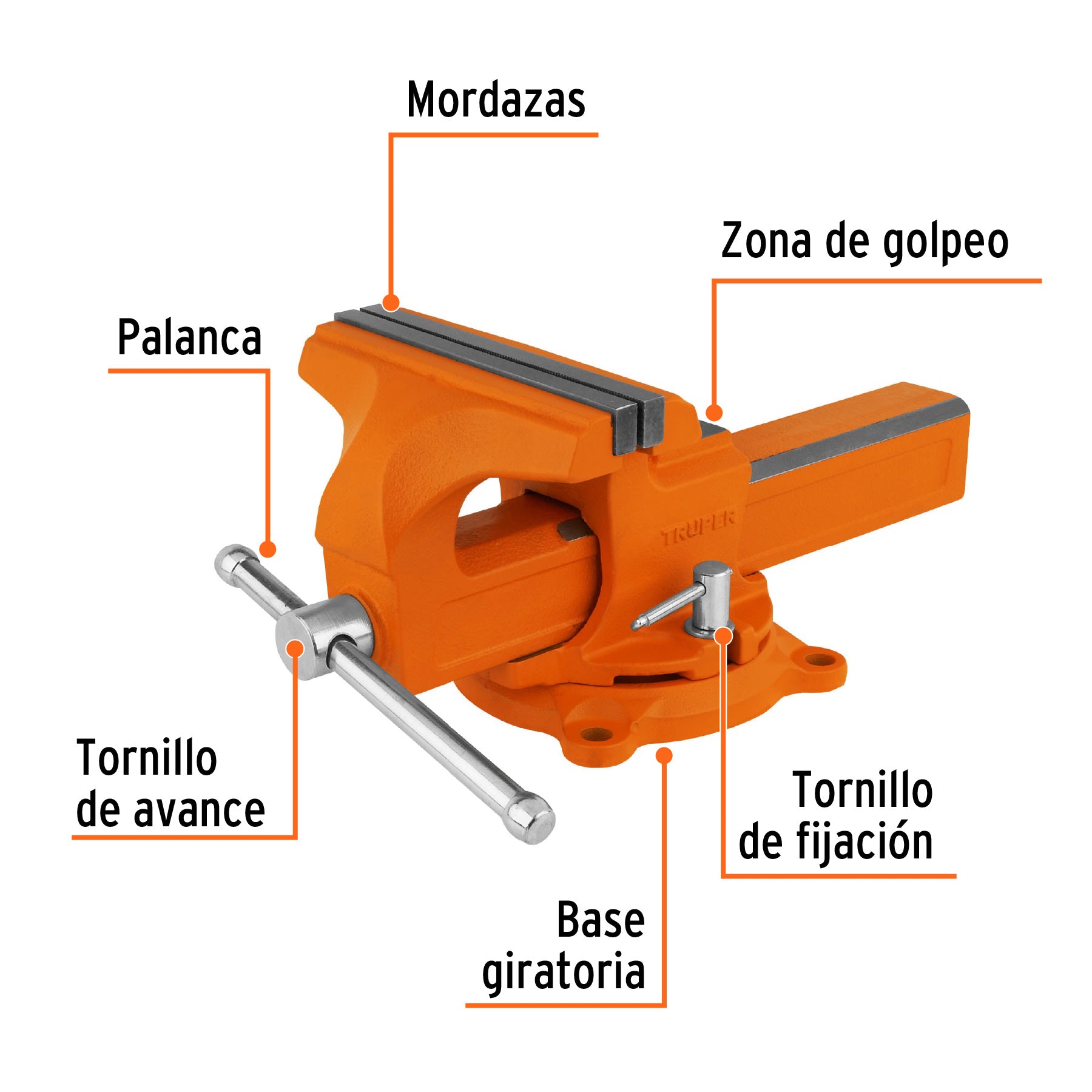 Tornillo de banco 8' tipo europeo de hierro nodular, Truper TA-8-L 100242 MM00