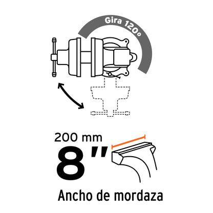 Tornillo de banco 8' tipo europeo de hierro nodular, Truper TA-8-L 100242 MM00