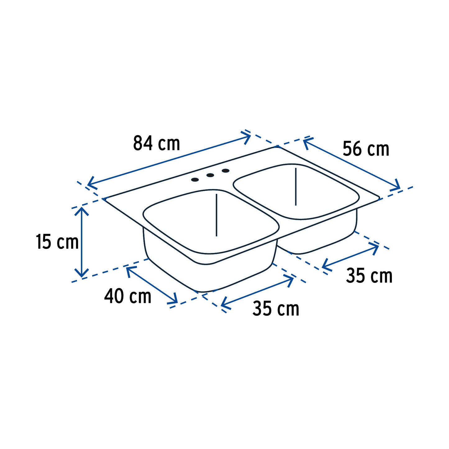 Tarja de empotrar 84x56cm doble tina, Foset Basic TA-842TB 47024 MM00