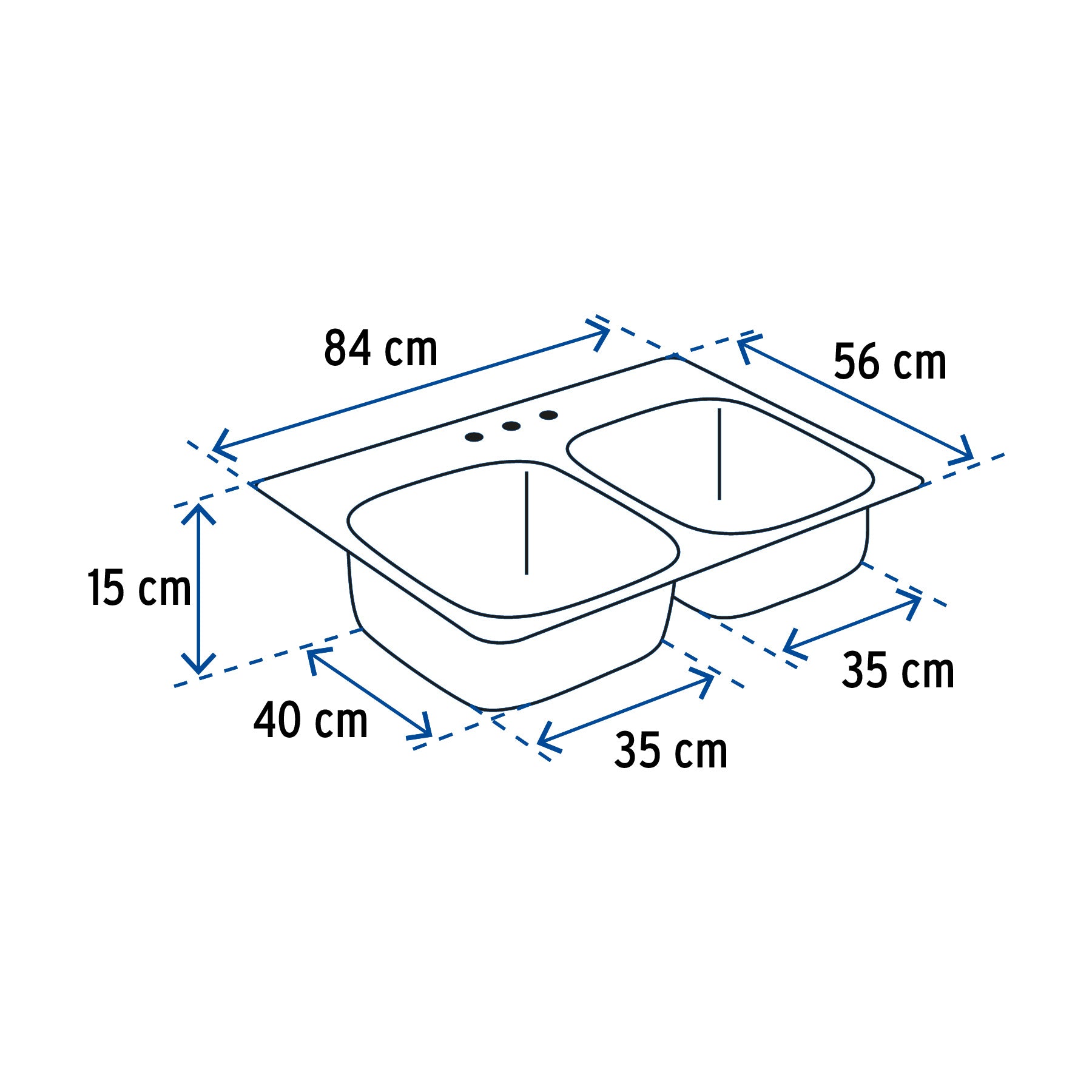 Tarja de empotrar 84x56cm doble tina, Foset Basic TA-842TB 47024 MM00