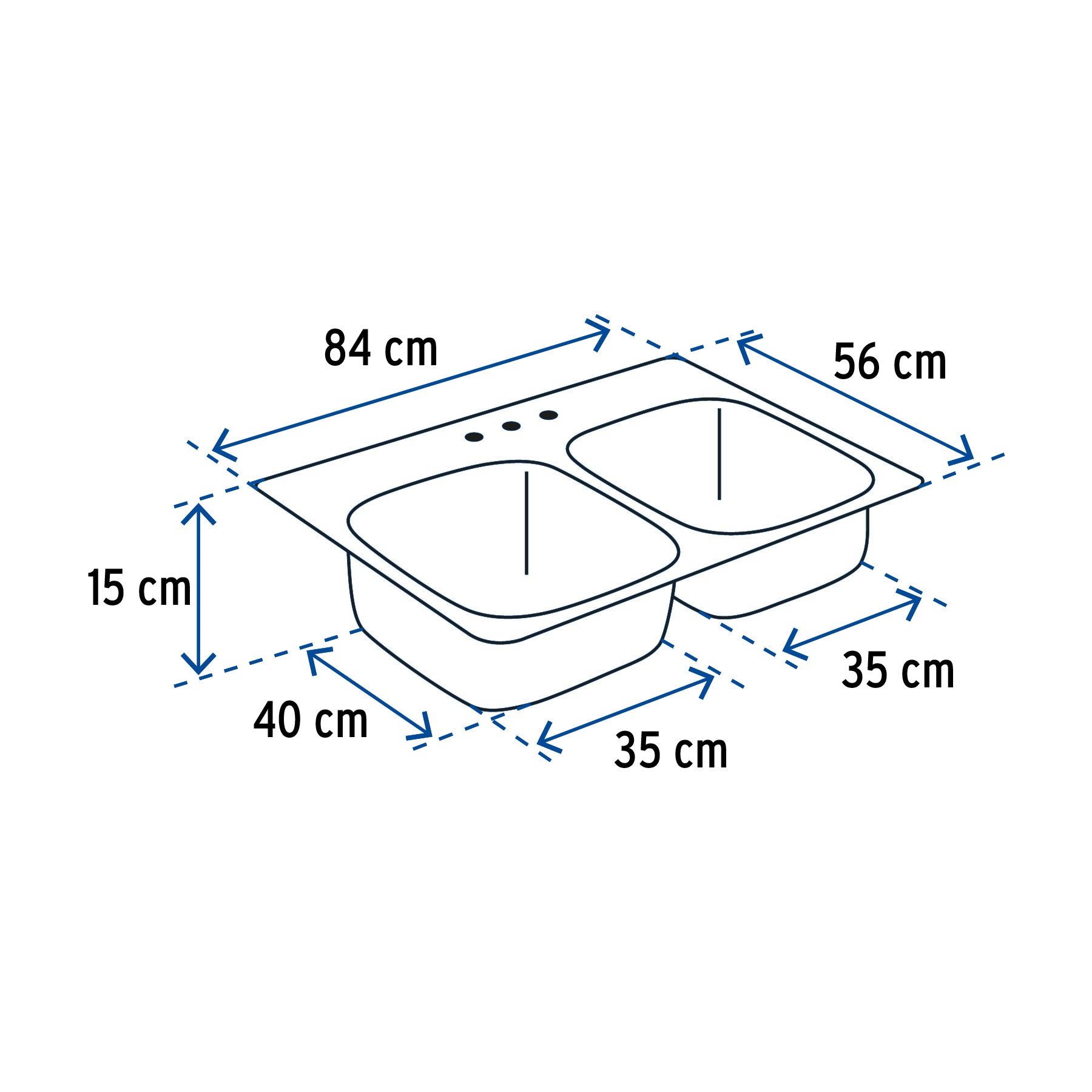 Tarja de empotrar 84x56cm doble tina, Foset TA-842T 49174 MM00