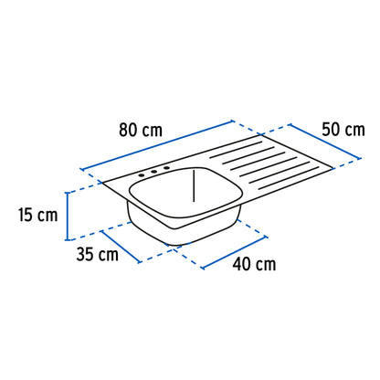 Tarja de sobreponer 80x50cm tina derecha, Foset Basic TA-850DB 47027 MM00