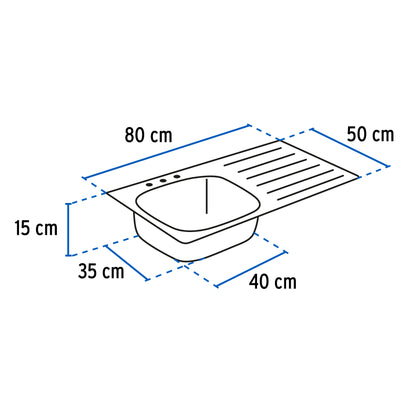 Tarja de sobreponer 80x50cm tina izquierda, Foset Basic TA-850IB 47026 MM00