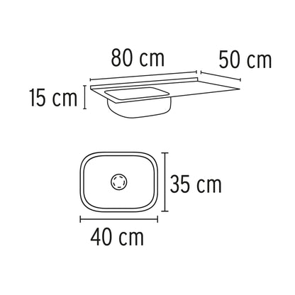 Tarja de empotrar 80x50cm tina derecha, Foset Basic TA-851DB 47019 MM00