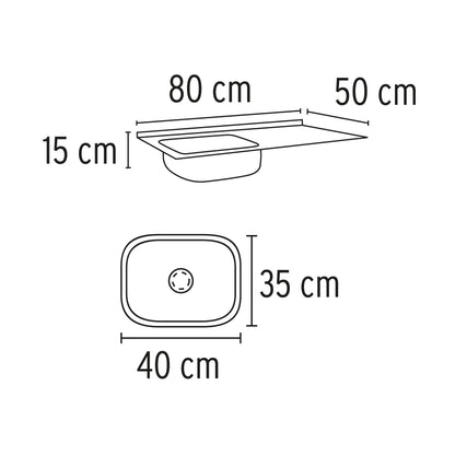 Tarja de empotrar 80x50cm tina izquierda, Foset Basic TA-851IB 47018 MM00