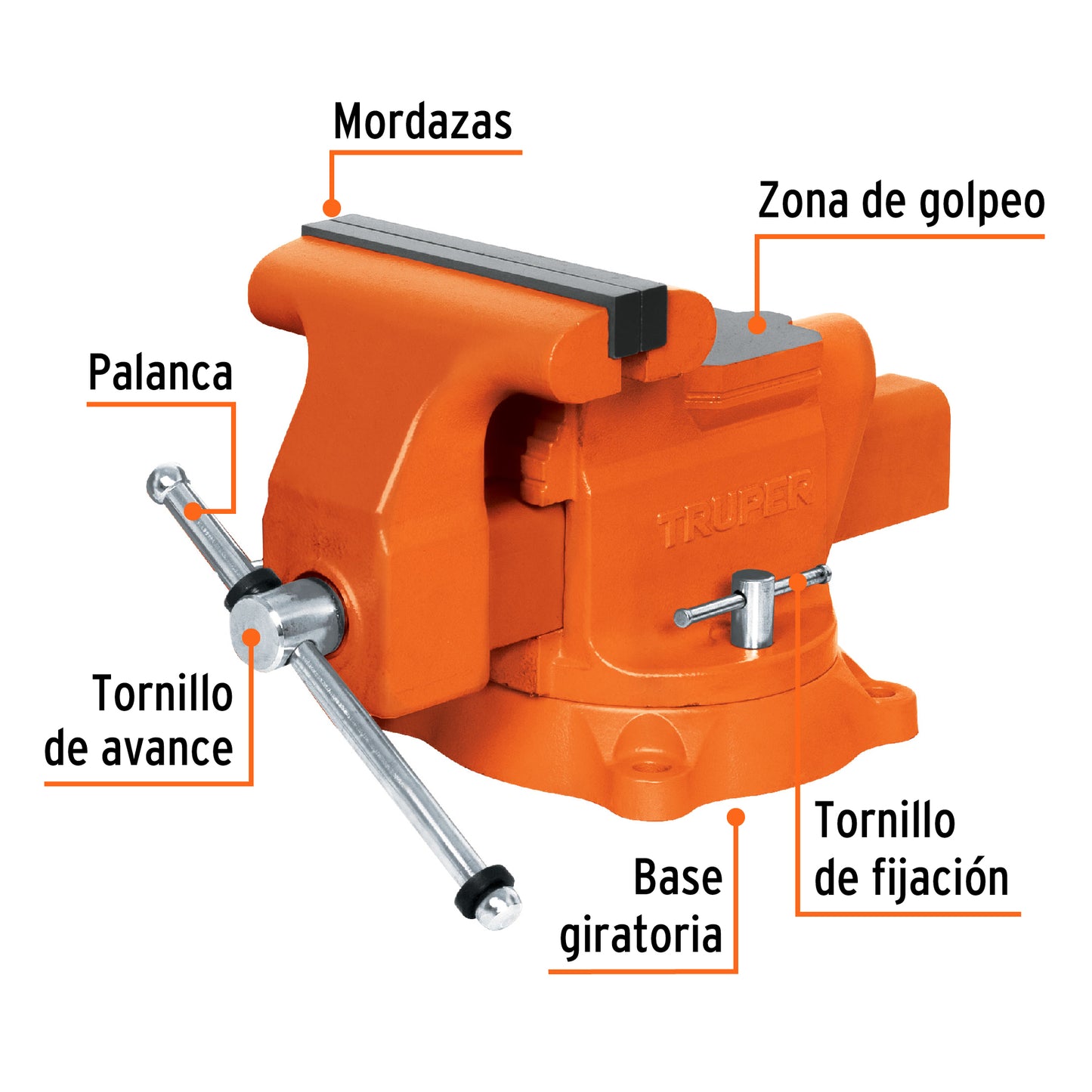 Tornillo de banco 8' uso industrial de hierro nodular TA-8 18595 MM00