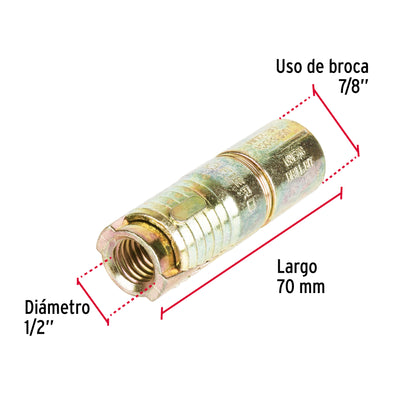 Caja con 25 taquetes expansivos de 1/2' sin tornillo, Fiero TAE-1/2G 47368 MM1