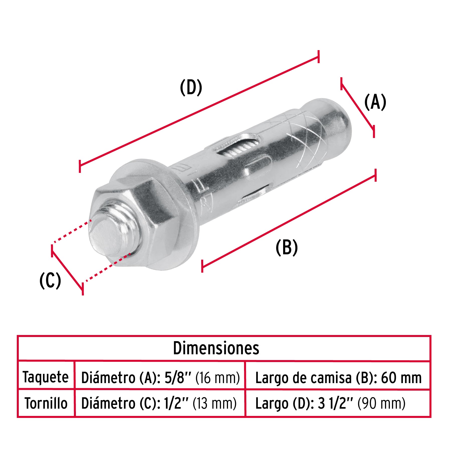 Bolsa con 2 taquetes expansivos de 1/2' con tornillo, Fiero TAE-1/2T 47371 MM00