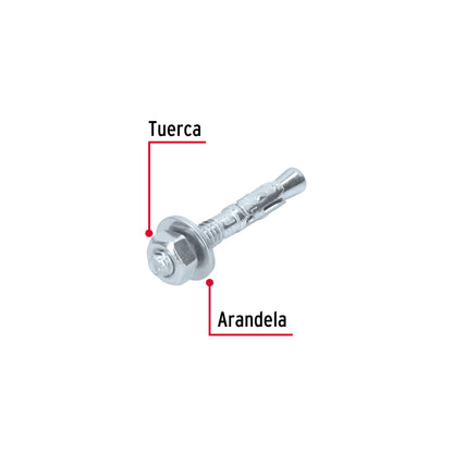 Caja con 100 taquetes arpón de 1/4' x 1-3/4', Fiero TAE-1/4A1G 46632 MM00