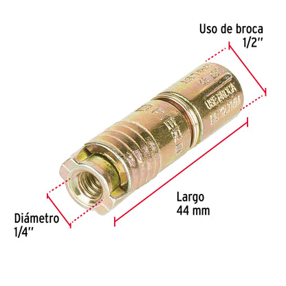 Caja con 100 taquetes expansivos de 1/4' sin tornillo, Fiero TAE-1/4G 47364 MM1