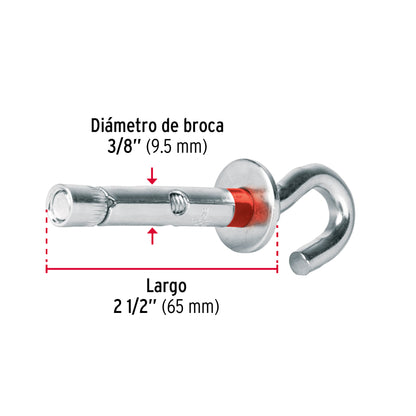 Caja con 50 taquetes expansivos 10x60 mm con armella abierta TAE-10X60AG 49746 MM00