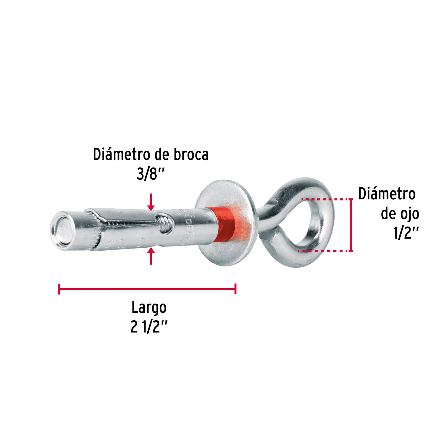 Bolsa con 4 taquetes expansivos 10x60 mm con armella cerrada TAE-10X60C 47561 MM00