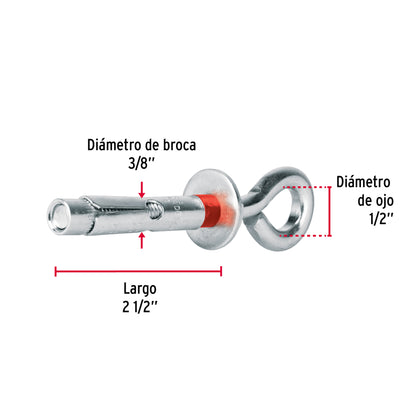 Bolsa con 4 taquetes expansivos 10x60 mm con armella cerrada TAE-10X60C 47561 MM00