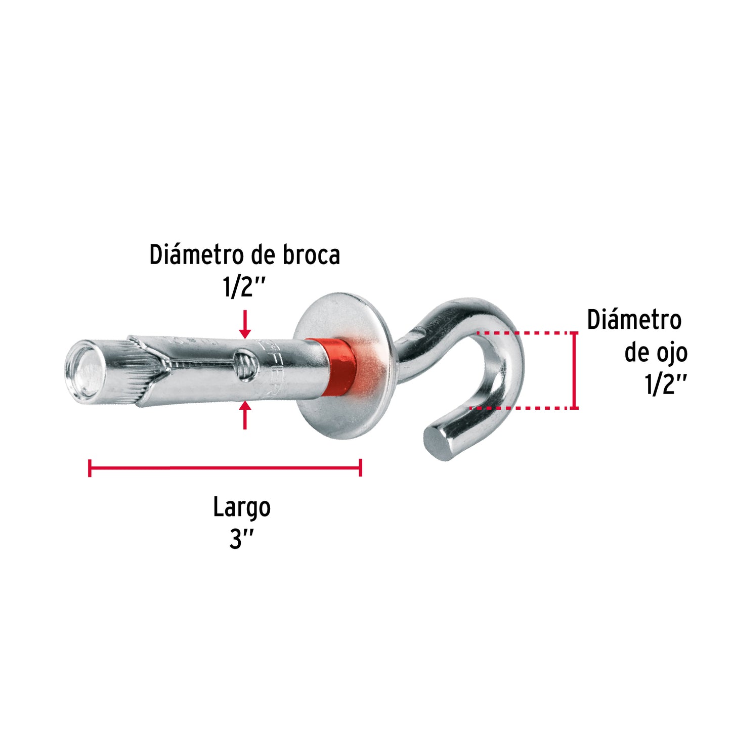 Bolsa con 2 taquetes expansivos 12x70 mm con armella abierta TAE-12X70A 47566 MM00