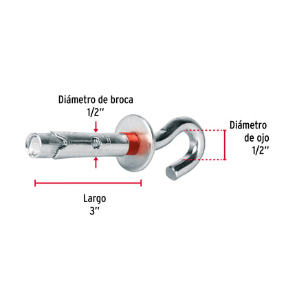 Bolsa con 2 taquetes expansivos 12x70 mm con armella abierta TAE-12X70A 47566 MM00