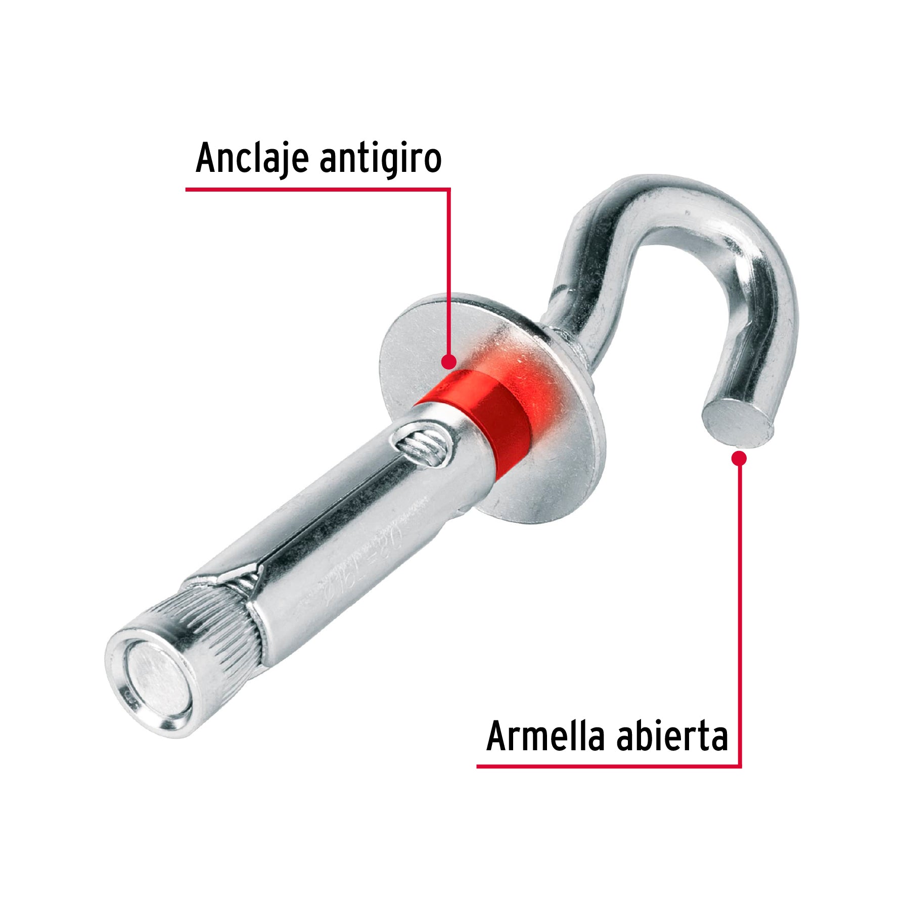 Caja con 25 taquetes expansivos 16x80 mm con armella abierta TAE-16X80AG 49748 MM00