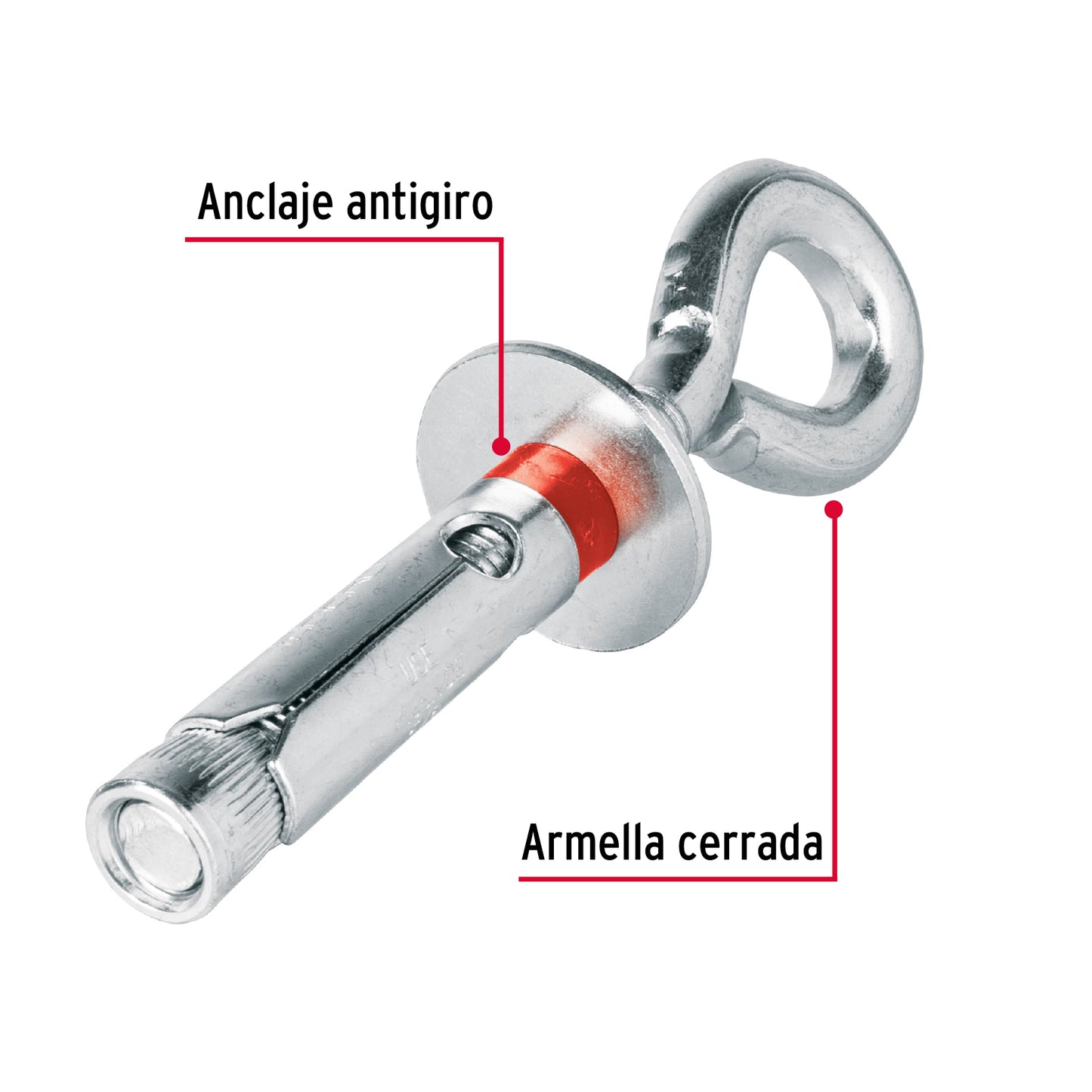 Caja con 25 taquetes expansivos 16x80 mm con armella cerrada TAE-16X80CG 45737 MM00