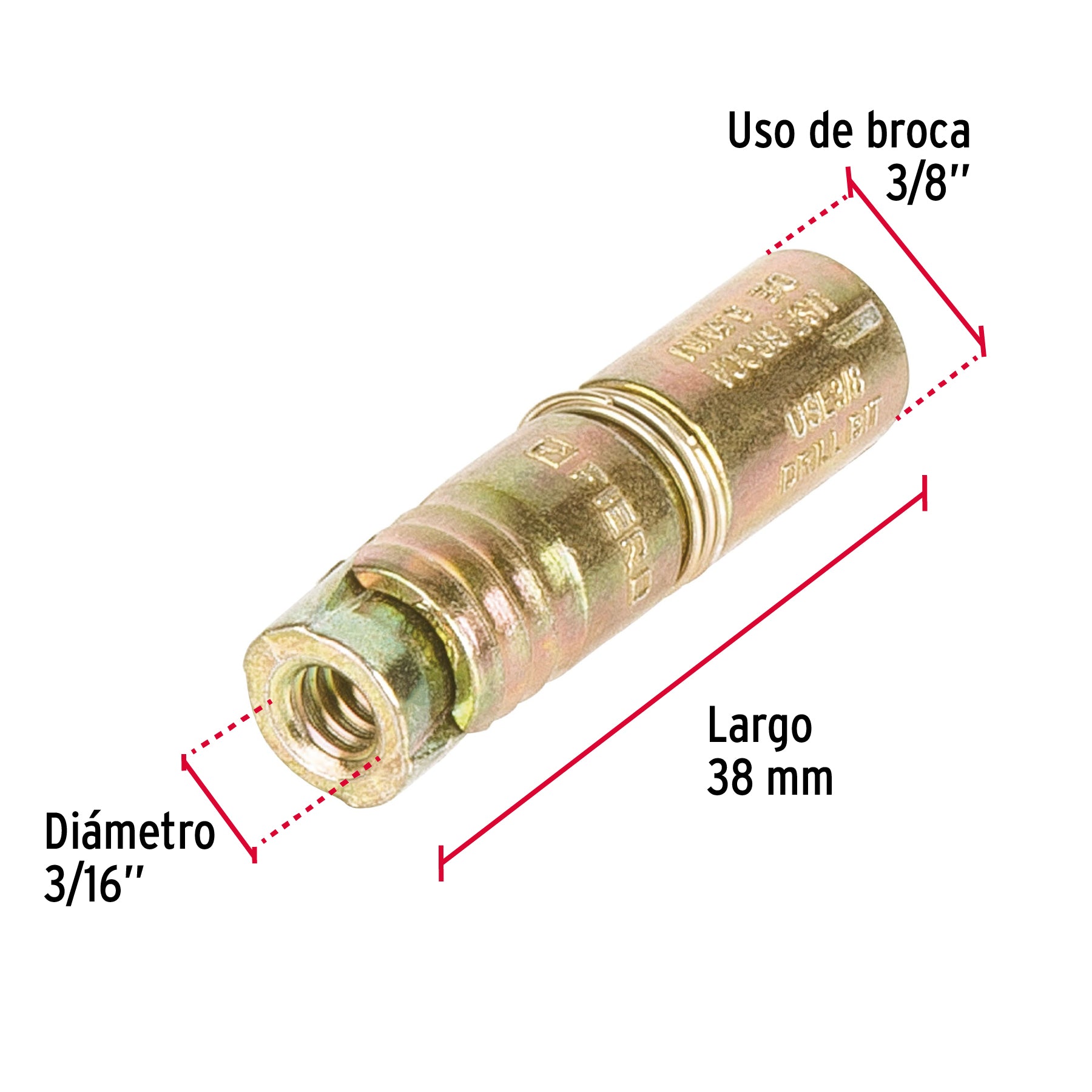 Bolsa con 4 taquetes expansivos de 3/16' sin tornillo, Fiero TAE-3/16 47373 MM1