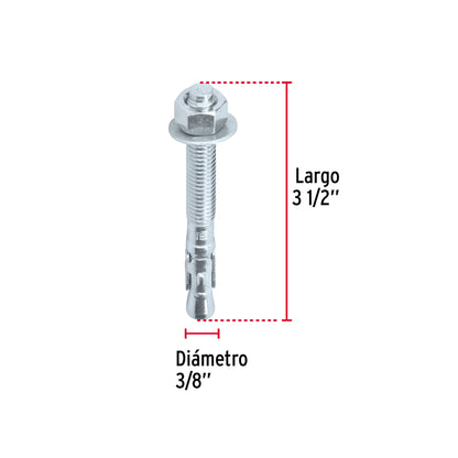 Bolsa con 6 taquetes arpón 3/8' x 3-1/2', Fiero TAE-3/8A4 46667 MM00