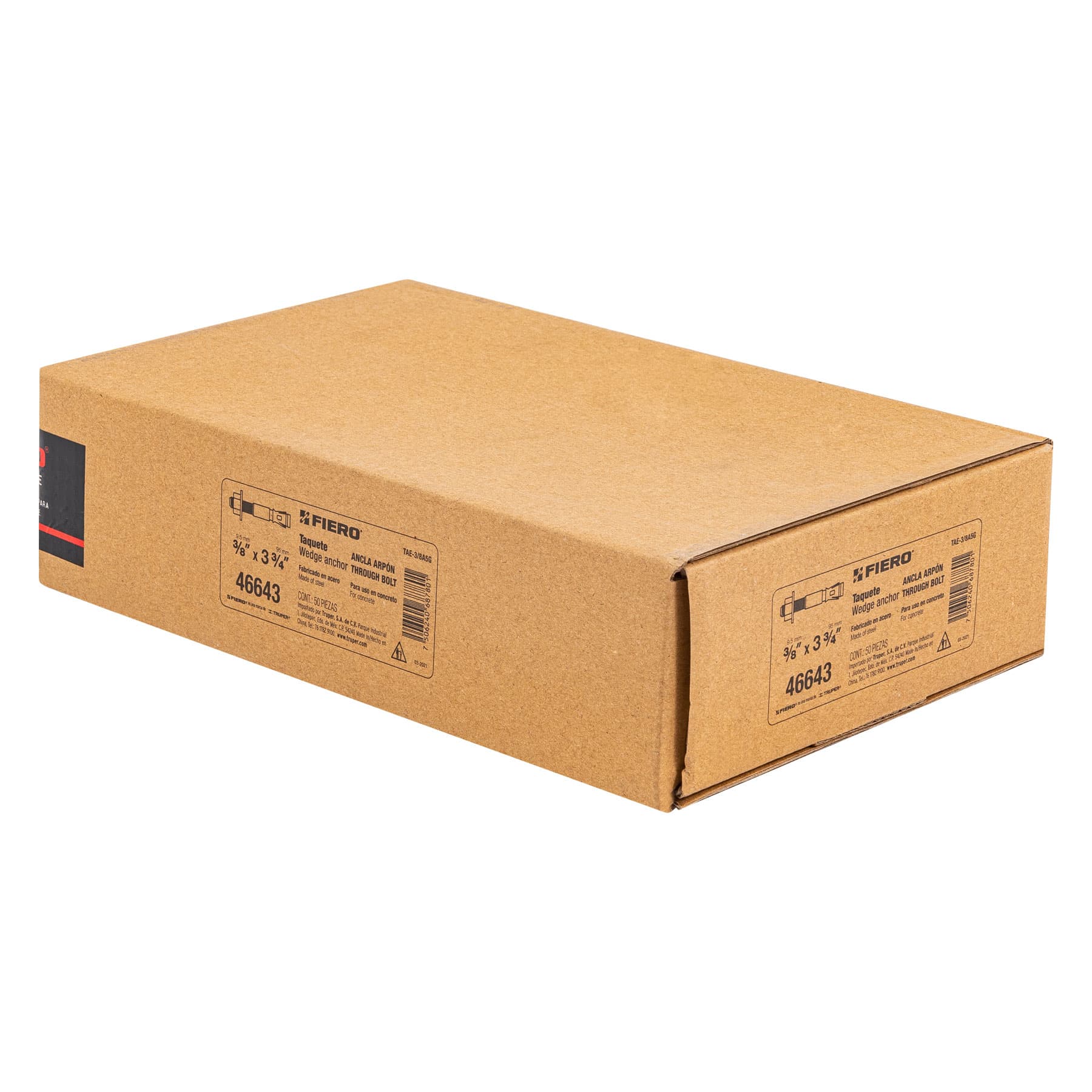 Caja con 50 taquetes arpón de 3/8' x 3-3/4', Fiero TAE-3/8A5G 46643 MM00