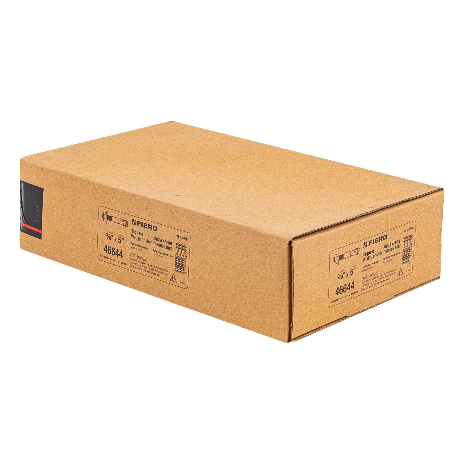 Caja con 50 taquetes arpón de 3/8' x 5', Fiero TAE-3/8A6G 46644 MM00