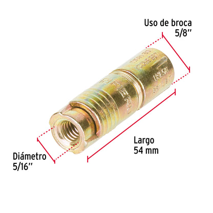 Caja con 50 taquetes expansivos de 5/16' sin tornillo, Fiero TAE-5/16G 47366 MM1