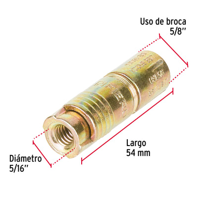 Bolsa con 4 taquetes expansivos de 5/16' sin tornillo, Fiero TAE-5/16 44363 MM1