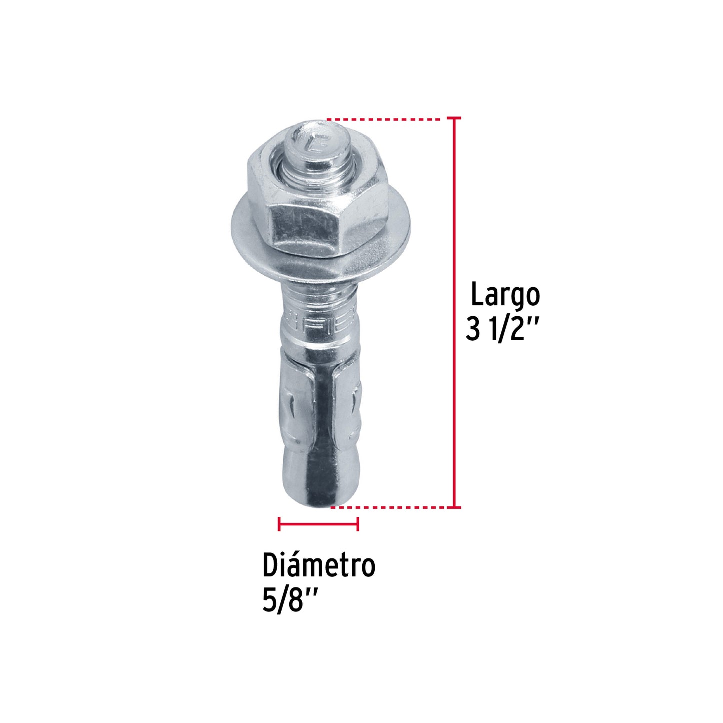 Caja con 25 taquetes arpón de 5/8' x 3-1/2', Fiero TAE-5/8A1G 46651 MM00