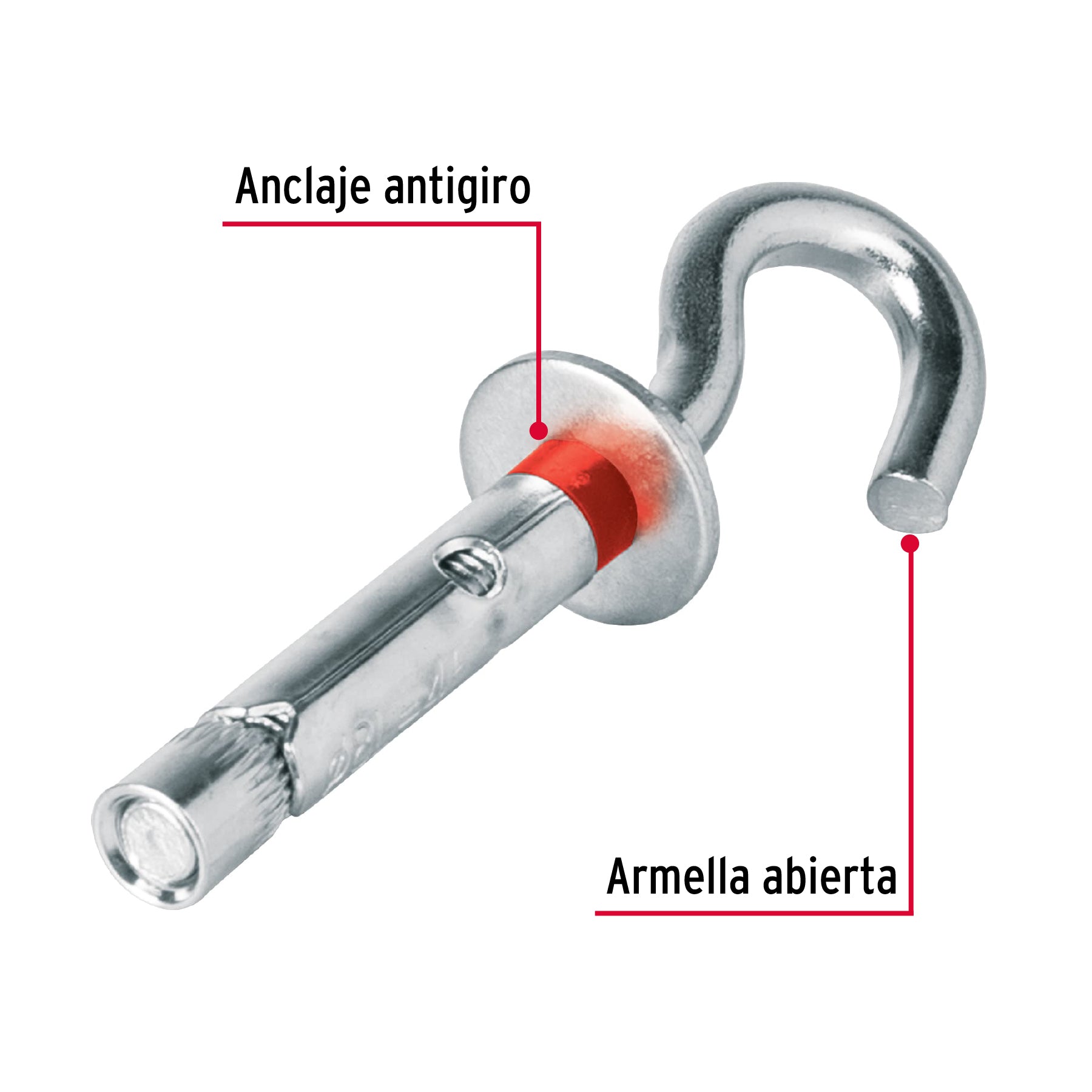 Caja con 100 taquetes expansivos 8x45 mm con armella abierta TAE-8X45AG 49745 MM00