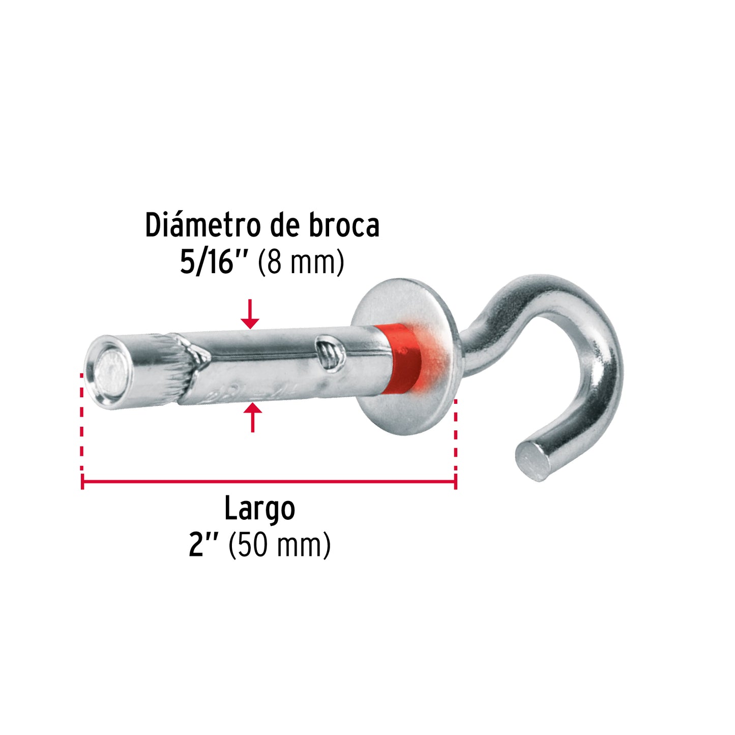 Caja con 100 taquetes expansivos 8x45 mm con armella abierta TAE-8X45AG 49745 MM00