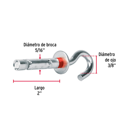 Bolsa con 4 taquetes expansivos 8x45 mm con armella abierta TAE-8X45A 47564 MM00