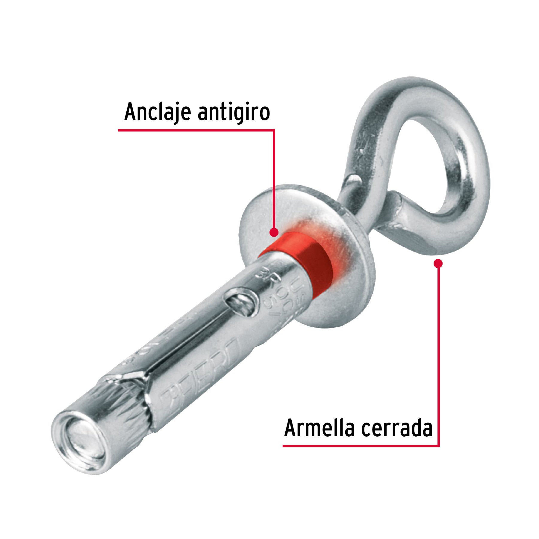 Caja con 100 taquetes expansivos 8x45 mm con armella cerrada TAE-8X45CG 45734 MM00