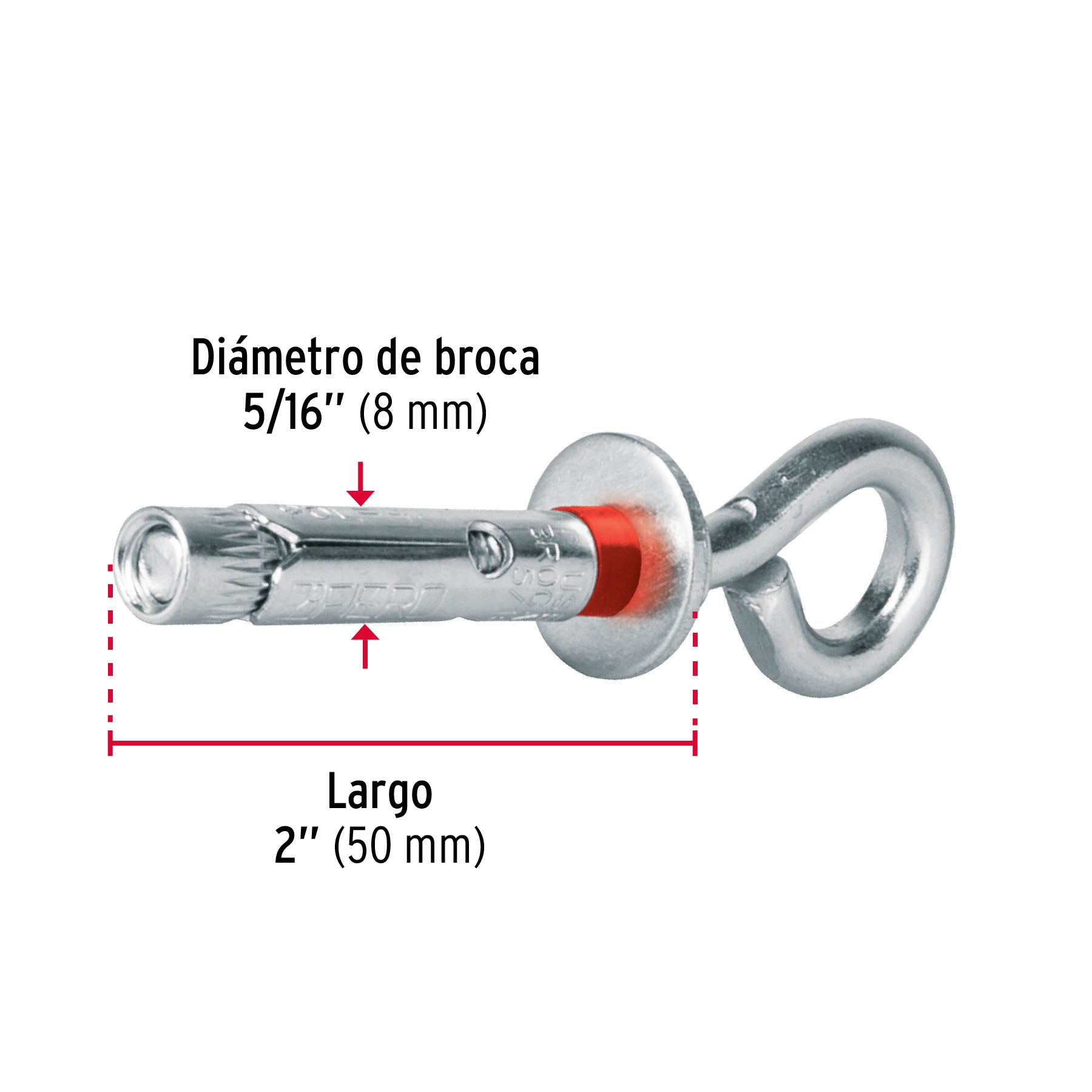 Caja con 100 taquetes expansivos 8x45 mm con armella cerrada TAE-8X45CG 45734 MM00