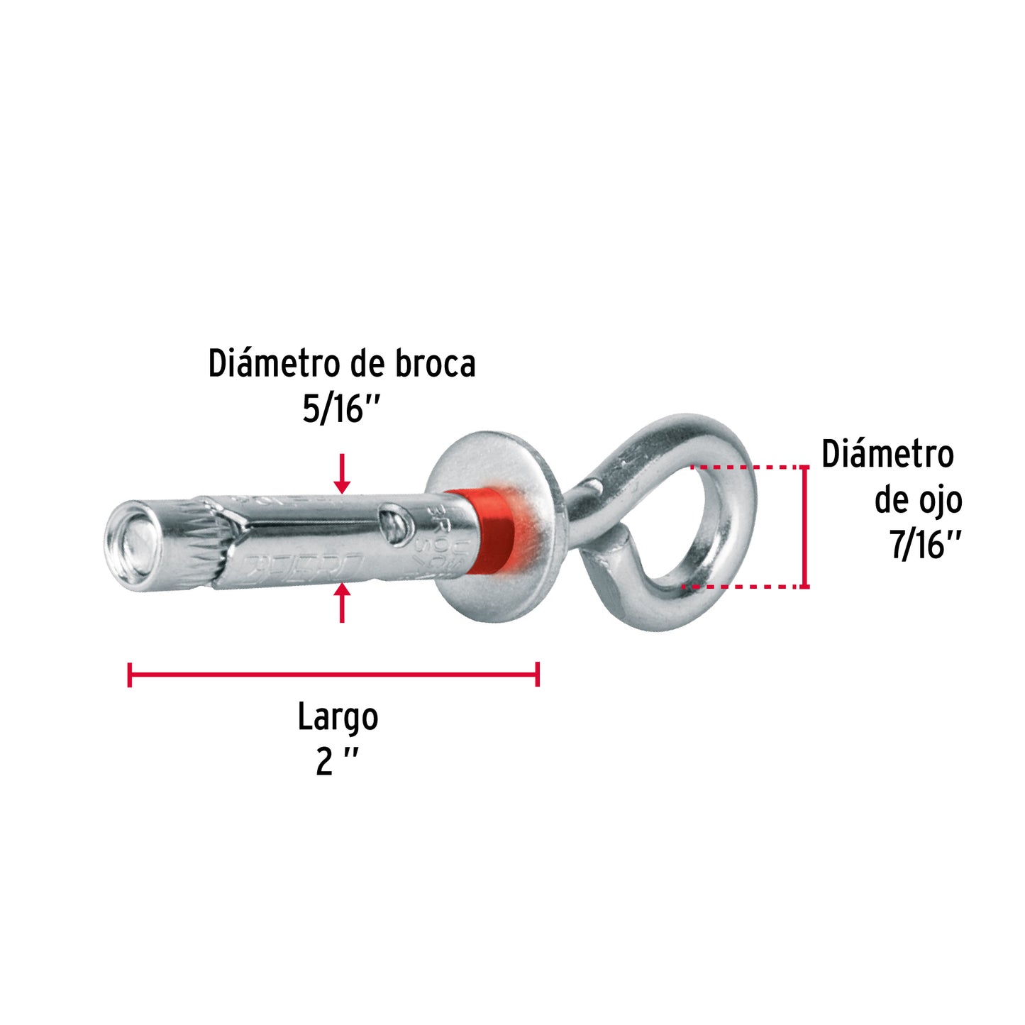 Bolsa con 4 taquetes expansivos 8x45 mm con armella cerrada TAE-8X45C 47560 MM00