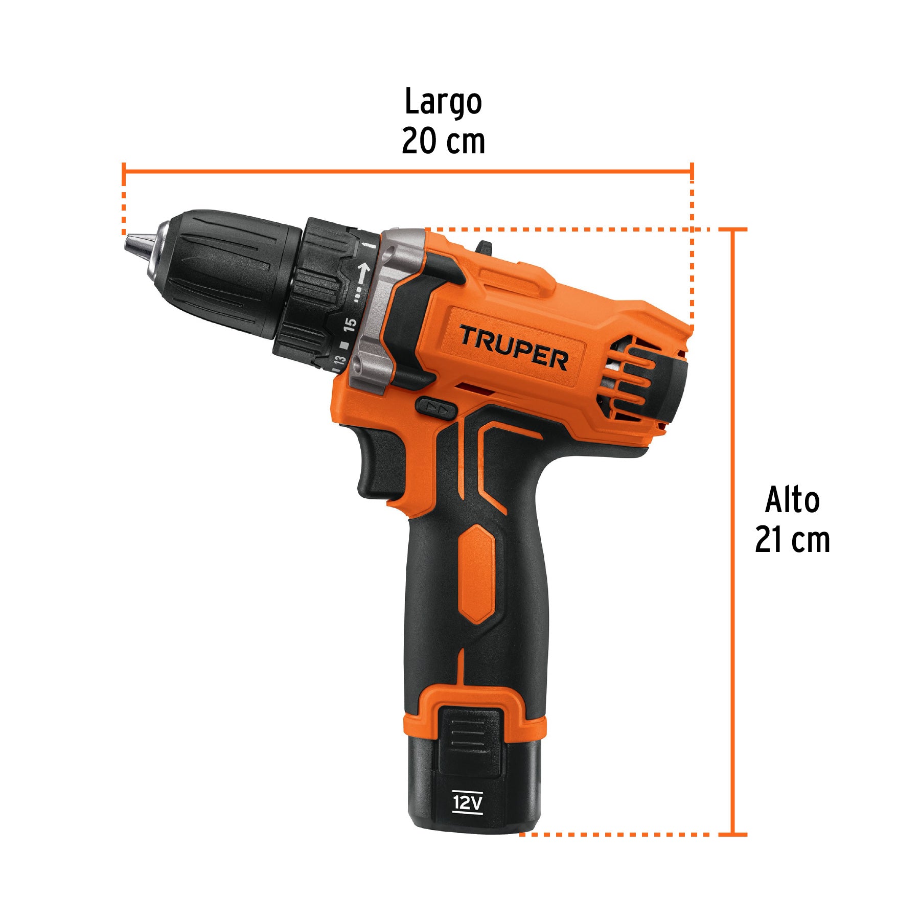 Taladro compacto inalámbrico 3/8', 12 V, Truper TALI-12AC 18653 MM1