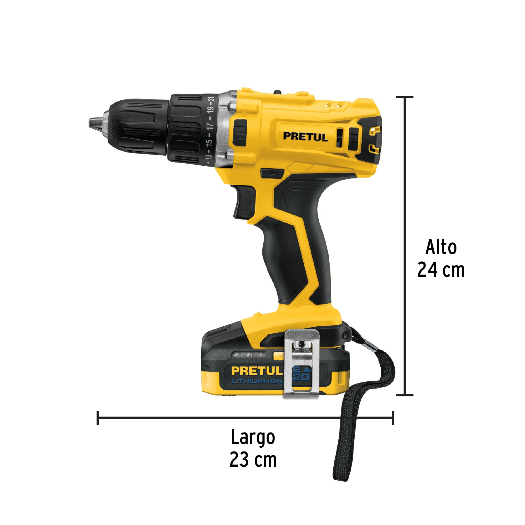 Taladro inalámbrico 1/2', 20 V, Pretul TALI-20P2 26118 MM1