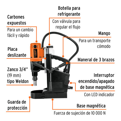 Taladro magnético 1 3/8' 1200 W, industrial, Truper Expert TAMA-2N 100989 MM0